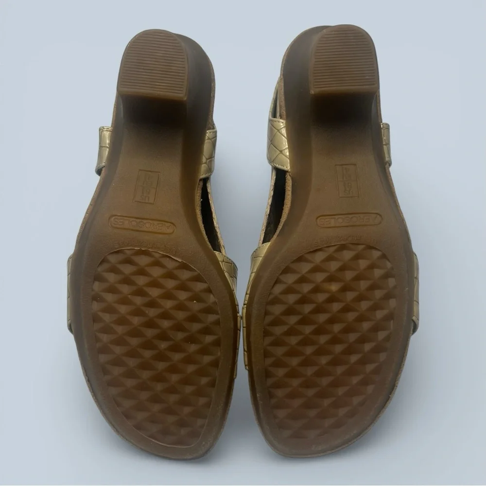 Aerosoles‎ Women's Sandals Brasserie Faux Croc Embossed Slingback Tan Sz 6.5 - Picture 11 of 13
